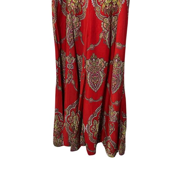 ANTHROPOLOGIE ETT: TWA WOMENS SIZE 12 MANON PAISLEY HIGH RISE WIDE LEG PANTS RED - Picture 6 of 12